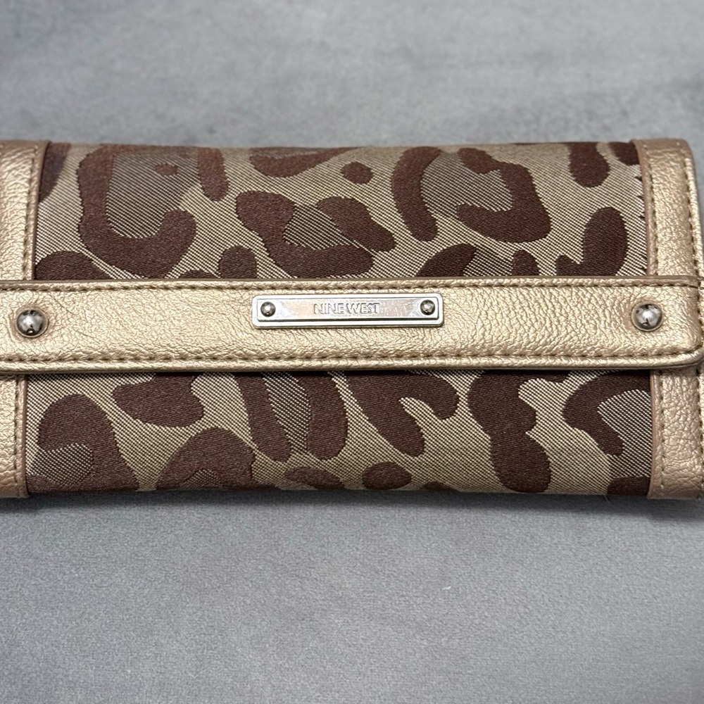Nine West Brown and Gold Leopard Print Wallet